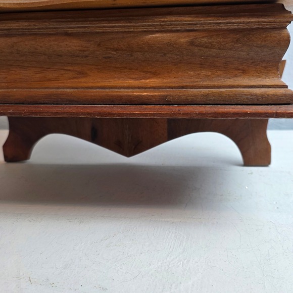 Antique 19th Century Wood Mirror Shelf Ornate Carved Wall Mount Storage Box Lid - Picture 7 of 13